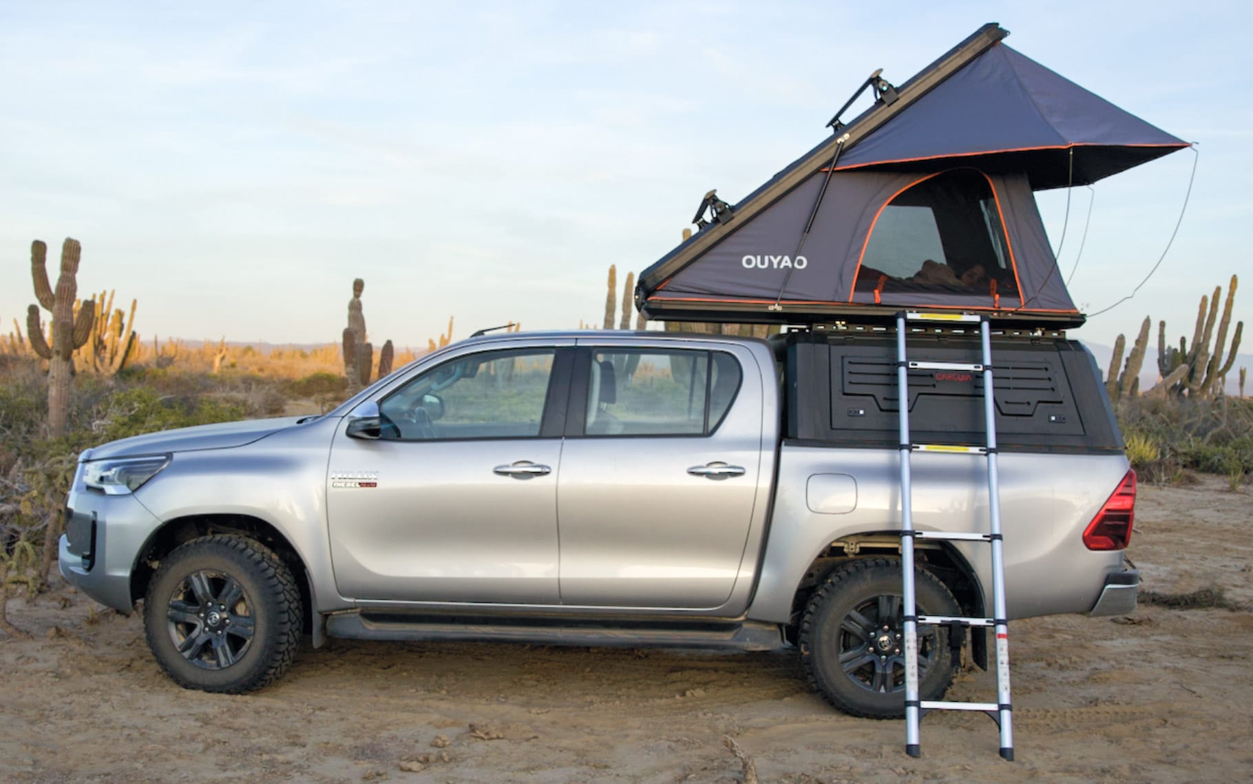Toyota Hilux 4x4 Camper with pop-up tent for Baja California adventures