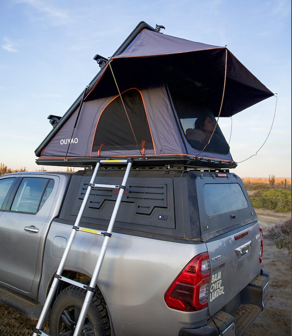 Toyota Hilux 4x4 Camper with pop-up tent for Baja California adventures