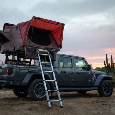Jeep Gladiator Camper with pop-up tent for Baja California adventures